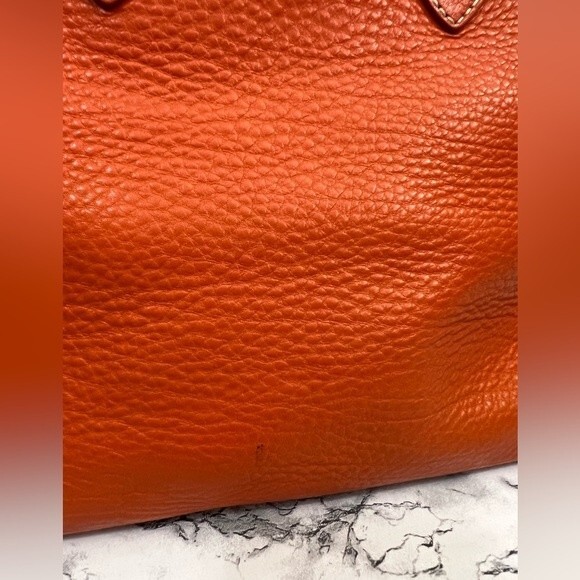 DOONEY & BOURKE Vintage Pebble Leather Satchel Crossbody & Short handle Orange - Picture 2 of 13